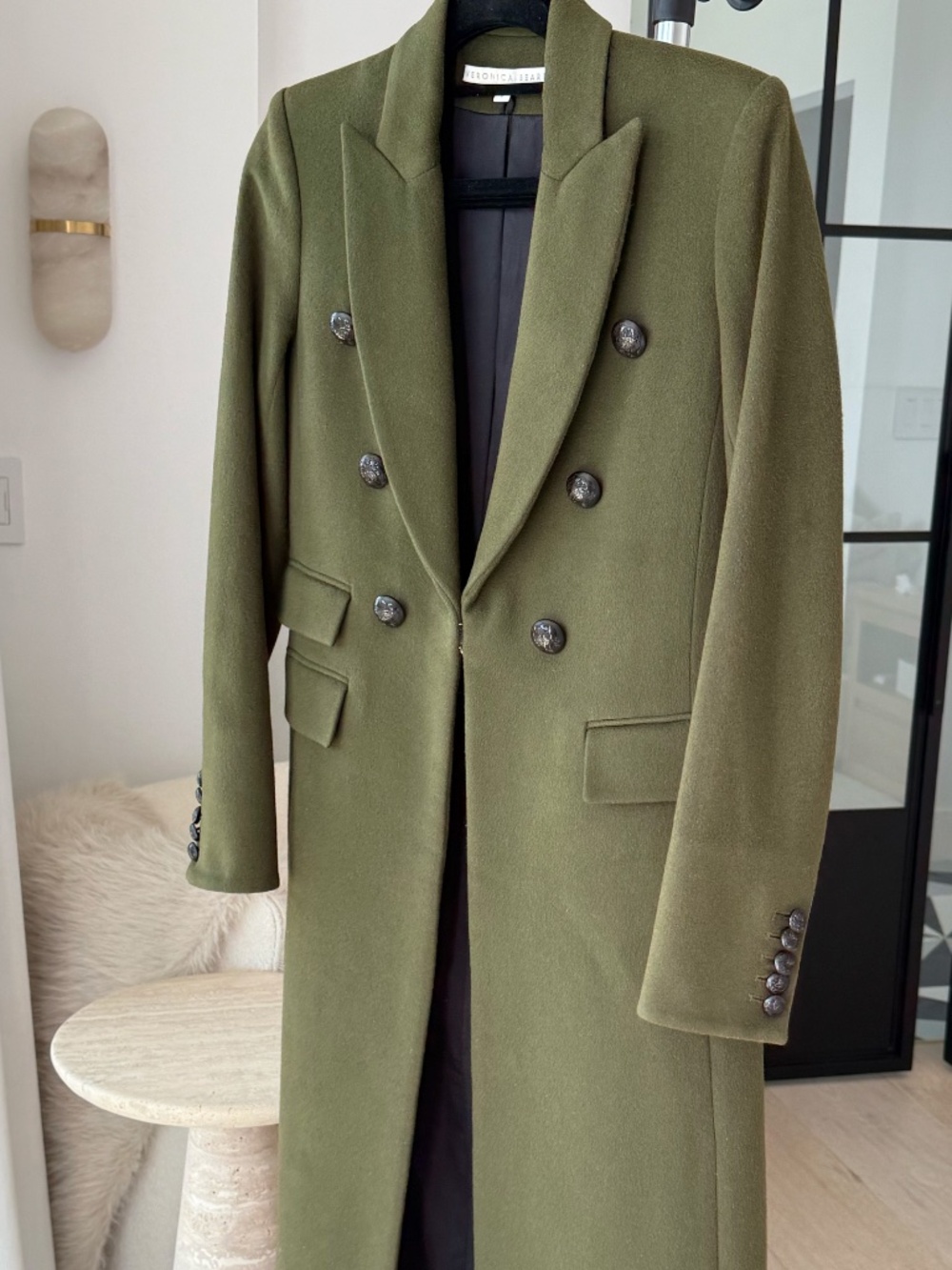 Veronica Beard Wool Voyager Coat Army Green w/ Dickey Sz 6 - Picture 7 of 14